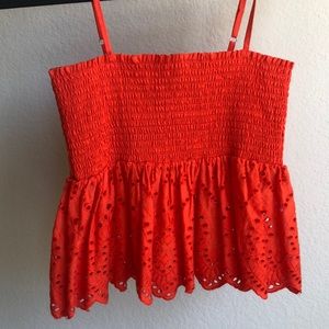 Red babydoll style tank top